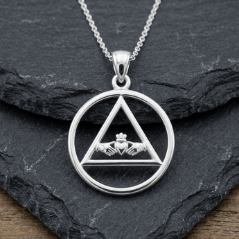 AA Claddagh Sterling Silver Pendant - Love, Loyalty & Recovery Necklace TPD386 - Necklace - Sobervation