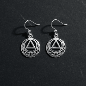 AA Recovery Unity Earrings - Sterling Silver Sobriety Symbol Jewelry - Sterling silver Earrings - Sobervation