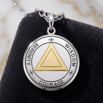 AA Sigil Seal Recovery Necklace – 14K Gold & Sterling Silver Jewelry MNC558 - Pendant - Sobervation
