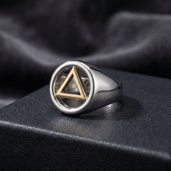 AA Symbol Recovery Ring – 14K Gold & Sterling Silver Jewelry MRI2395 - 4 Ring - Sobervation