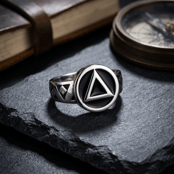 AA Symbol Sterling Silver Ring with Gem and Enamel - Recovery Band - 4 Ring - Sobervation