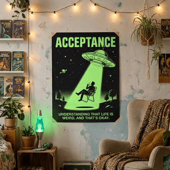 Acceptance Sobriety Poster | Alien Coffee Art Print | Sober Translations 18x24 - Poster - Sobervation