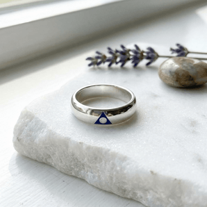 Al - Anon Sterling Silver Band Ring with Blue Enamel TRI2564 - 4 Ring - Sobervation