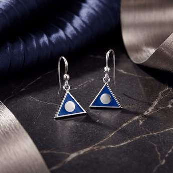 Al - Anon Sterling Silver Earrings – Blue Enamel Symbol - Earrings - Sobervation