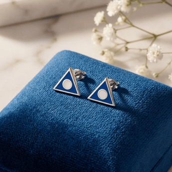 Al - Anon Sterling Silver Post Earrings with Blue Enamel TER2230 - Earrings - Sobervation