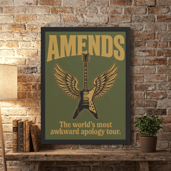Amends Sobriety Framed Poster | World's Most Awkward Apology Tour Art | Sober Translations 18x24 - Framed Poster - Sobervation