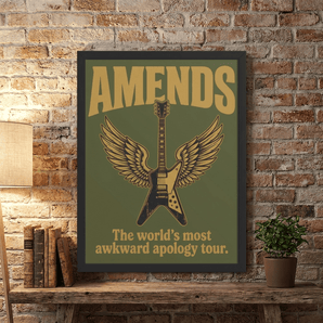 Amends Sobriety Framed Poster | World's Most Awkward Apology Tour Art | Sober Translations 18x24 - Framed Poster - Sobervation
