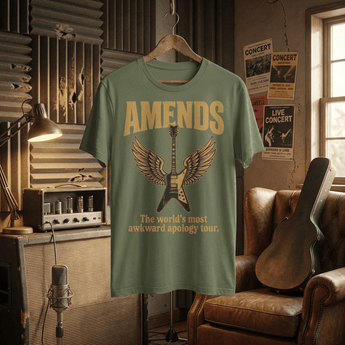 Amends Sobriety T-Shirt | World's Most Awkward Apology Tour Recovery Tee - Military Green Graphic Print T Shirt - Sobervation