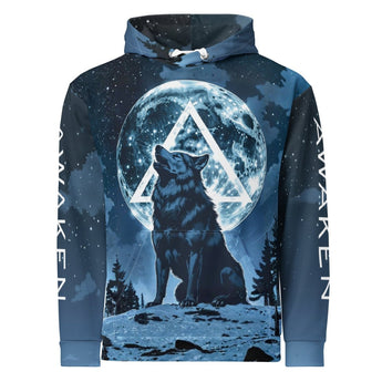 Awaken Wolf All-Over Print Cotton Hoodie – Premium Recovery Statement Piece - 2XS | Sobervation