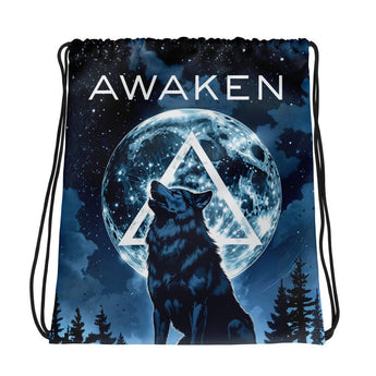 Awaken Wolf Drawstring Bag – Lightweight Recovery Gym & Travel Bag - Default Title | Sobervation