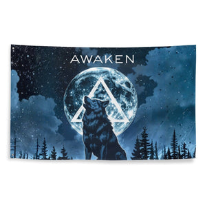 Awaken Wolf Flag – Recovery Wall Banner with Sobriety Symbolism - Default Title | Sobervation