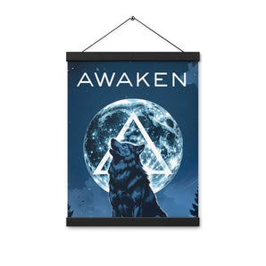 AWAKEN Wolf Moon Poster with Hangers – Sobriety Empowerment Art - Black / 12″×16″ | Sobervation