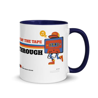 Play The Tape Color Inside Mug - 11oz Recovery Cassette Cup - Dark Blue | Sobervation