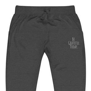 “Be Grateful Today” Embroidered Sweatpants – Grounded in Gratitude - Charcoal Heather / XS | Sobervation