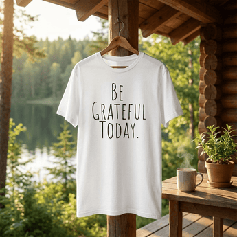Be Grateful Today Essential Tee – Gratitude Recovery Apparel - White Graphic Print T Shirt - Sobervation
