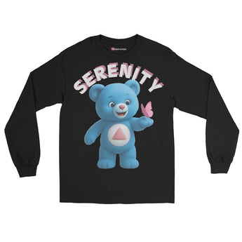 Blue Serenity Cub Long Sleeve Tee – Transformation in Progress – Men’s Sober Shirt - Black / S | Sobervation