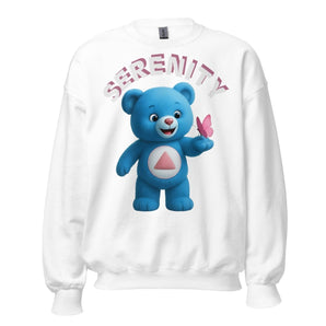 Blue Serenity Cub Sweatshirt – Butterfly Moment – Unisex Recovery Clothing - White / S | Sobervation
