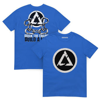Break the Chains Build a Life Essential Tee – Sobriety Symbol Shirt - Royal / S | Sobervation