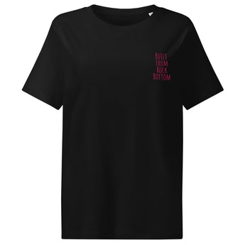 Built From Rock Bottom Embroidered Organic Women's Tee – Resilience Recovery Apparel - Black / S | Sobervation