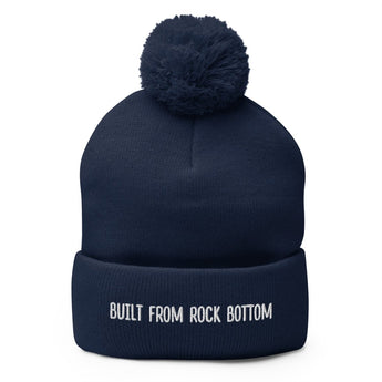 Built From Rock Bottom – Pom-Pom Beanie - Navy | Sobervation