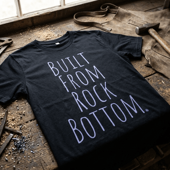 Built From Rock Bottom Women's Organic Tee – Resilience Recovery Apparel - Black / S | Sobervation
