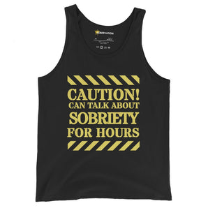 Caution Can Talk About Sobriety for Hours Men's Tank - Recovery Conversation Starter - XS | Sobervation