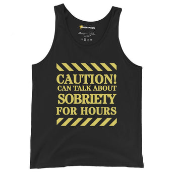 Caution Can Talk About Sobriety for Hours Men's Tank - Recovery Conversation Starter - XS | Sobervation