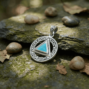 Celtic AA Symbol Sterling Silver Pendant - Gemstone Inlay Options TPD326 - Synthetic Turquoise Pendant - Sobervation
