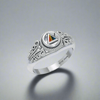 Celtic AA Symbol Sterling Silver Ring - Handcrafted Recovery Jewelry - Rainbow / 4 | Sobervation