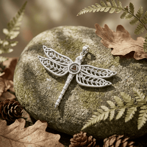 Celtic Dragonfly Recovery Pendant – Sobriety Symbol Sterling Silver Jewelry - Genuine Garnet Pendant - Sobervation