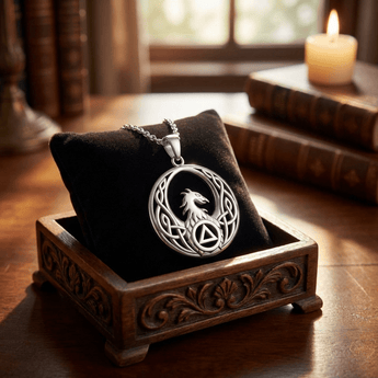 Celtic Phoenix Recovery Pendant in Sterling Silver – AA or NA Symbol – With Adjustable 18" Chain – Made to Order TPD6431 - AA Symbol Necklace - Sobervation