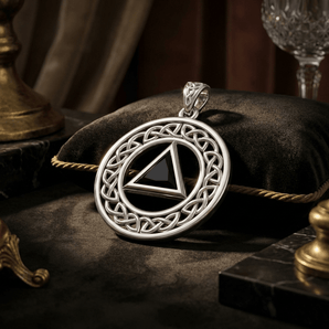 Celtic Sterling Silver Recovery Pendant – AA Symbol (Chain Not Included) TPD3938 - Synthetic Black Onyx Pendant - Sobervation