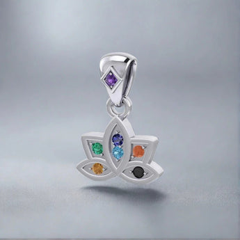 Peter Stone Chakra Lotus Pendant - Sterling Silver 7 Chakra Pendant TPD4961 - Default Title | Sobervation