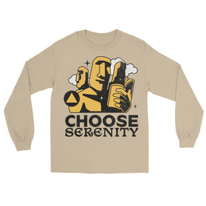 Choose Serenity Long Sleeve Shirt – Stonehenge Sobriety Style - Sand / S | Sobervation