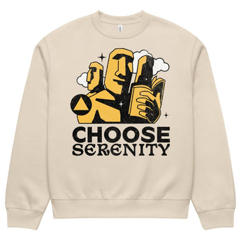 Choose Serenity Oversized Sweatshirt – Make Peace Your Power - Dust / S | Sobervation