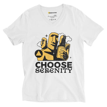 Choose Serenity V-Neck Tee – Calm, Confident, Centered - S | Sobervation