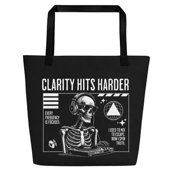 Clarity Hits Harder Large Tote Bag – DJ Skeleton Recovery Carry-All - Default Title | Sobervation