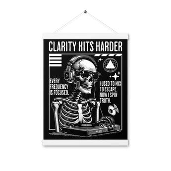 Clarity Hits Harder – Poster with Hangers - White / 12″×16″ | Sobervation