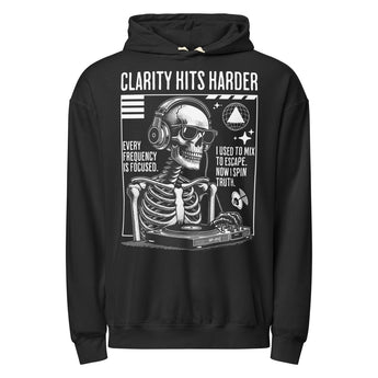 Clarity Hits Harder Skeleton DJ Hoodie | Recovery Streetwear Sweatshirt - S | Sobervation