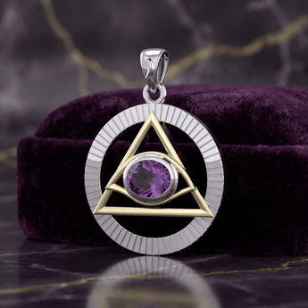 Clarity & Strength Pyramid Pendant – Sobriety Symbol Sterling Silver Jewelry MPD5297 - Genuine Amethyst Pendant - Sobervation