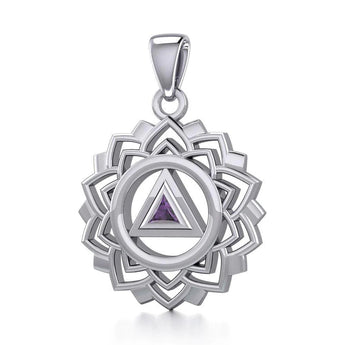 Crown Chakra Recovery Gemstone Sterling Silver Pendant – Spiritual Sobriety Jewelry TPD5307 - Genuine Amethyst | Sobervation