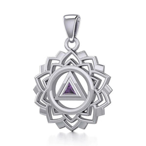 Crown Chakra Recovery Gemstone Sterling Silver Pendant – Spiritual Sobriety Jewelry TPD5307 - Genuine Amethyst | Sobervation