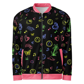 Doodle Art Bomber Jacket – Sobriety in Full Color - XS | Sobervation
