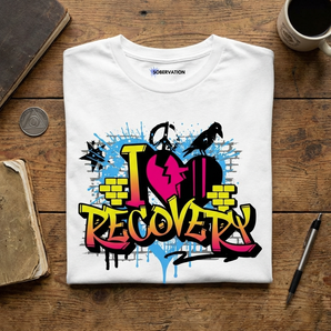 I Heart Recovery Essential Graffiti Tee - Street-Style Recovery Shirt