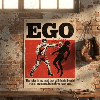 Ego Sobriety Poster | Shadow Boxing Art Print | Sober Translations 18x24 - Poster - Sobervation