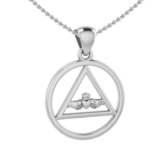 AA Claddagh Sterling Silver Pendant - Love, Loyalty & Recovery Necklace TPD386 - Default Title | Sobervation