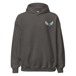 Embroidered Wings Hoodie – Cozy Courage, On Your Chest - Charcoal / S | Sobervation