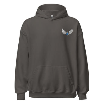 Embroidered Wings Hoodie – Cozy Courage, On Your Chest - Charcoal / S | Sobervation