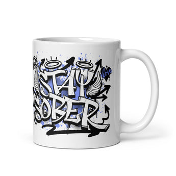 Stay Sober - Graffiti Print Coffee Mug | Recovery Drinkware - 11 oz | Sobervation