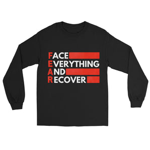 F.E.A.R. (Face Everything And Recover) Men’s Long Sleeve Tee - Black / S | Sobervation